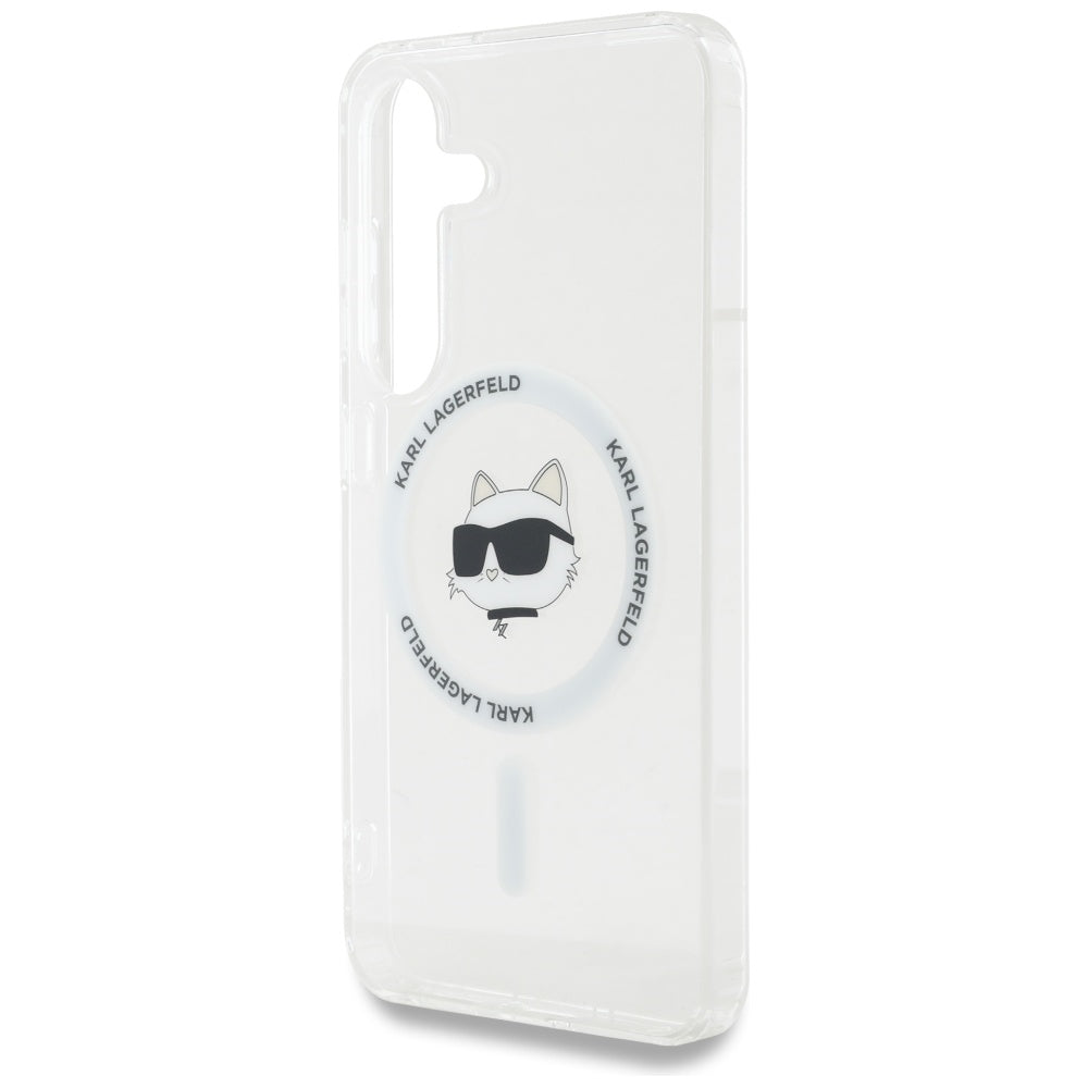 Etui MagSafe dla Samsung Galaxy S25+ S936, Karl Lagerfeld, IML Choupette's Head, Białe.