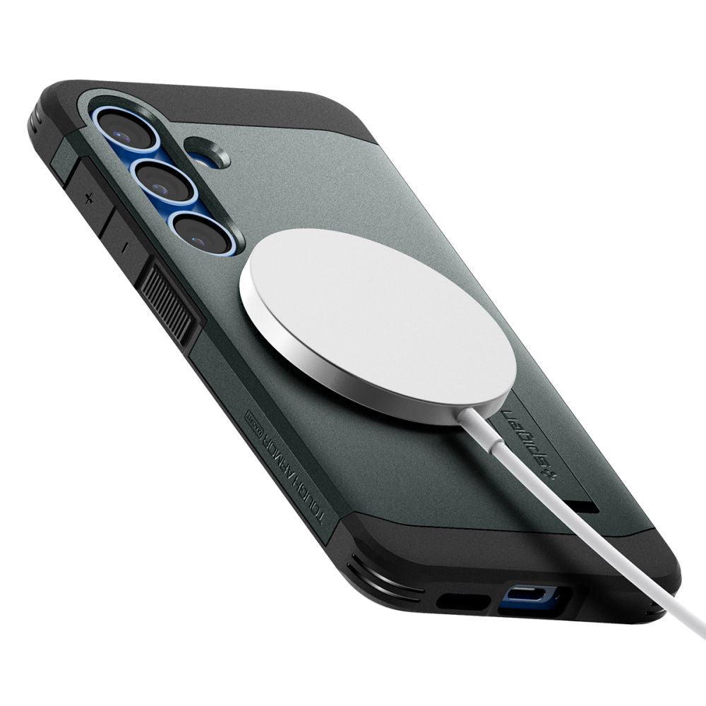 Etui MagSafe dla Samsung Galaxy S25+ S936, Spigen, Tough Armor, Zielony ACS08989