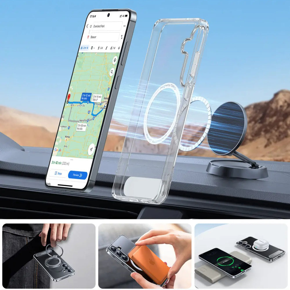 Etui MagSafe dla Samsung Galaxy S25+ S936, Torras, Pstand, Przezroczyste