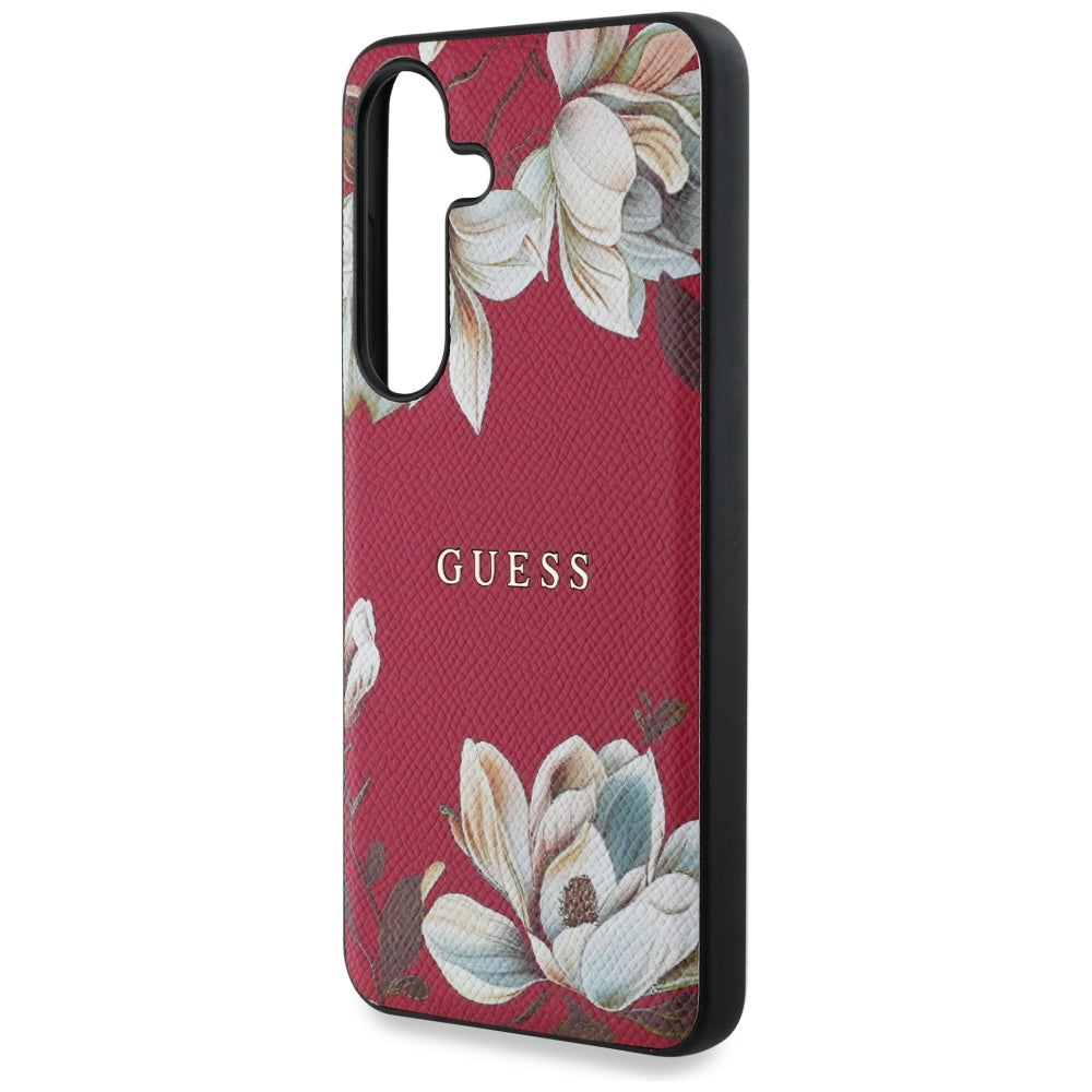 Etui MagSafe dla Samsung Galaxy S25 S931, Guess, Grained Flowers, Fuksja