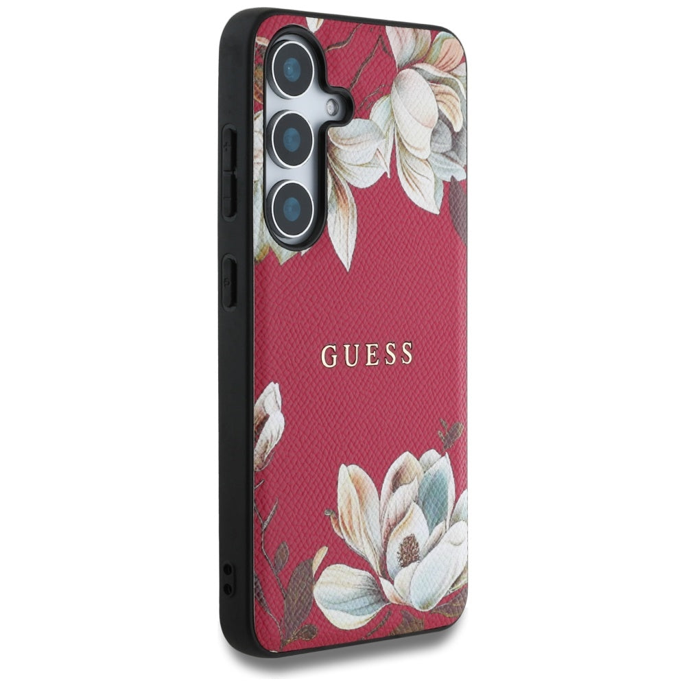 Etui MagSafe dla Samsung Galaxy S25 S931, Guess, Grained Flowers, Fuksja
