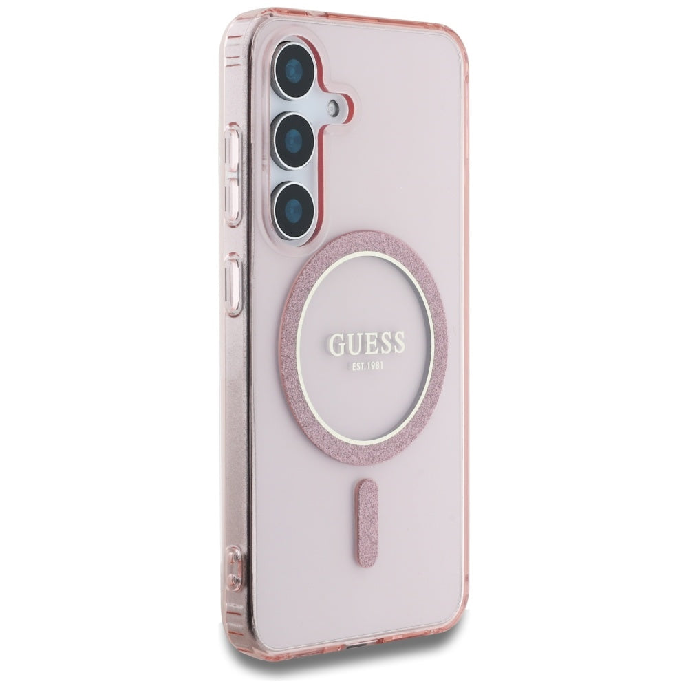 Etui MagSafe dla Samsung Galaxy S25 S931, Guess, IML Glitter Circle, Różowy