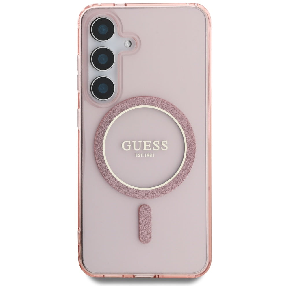 Etui MagSafe dla Samsung Galaxy S25 S931, Guess, IML Glitter Circle, Różowy