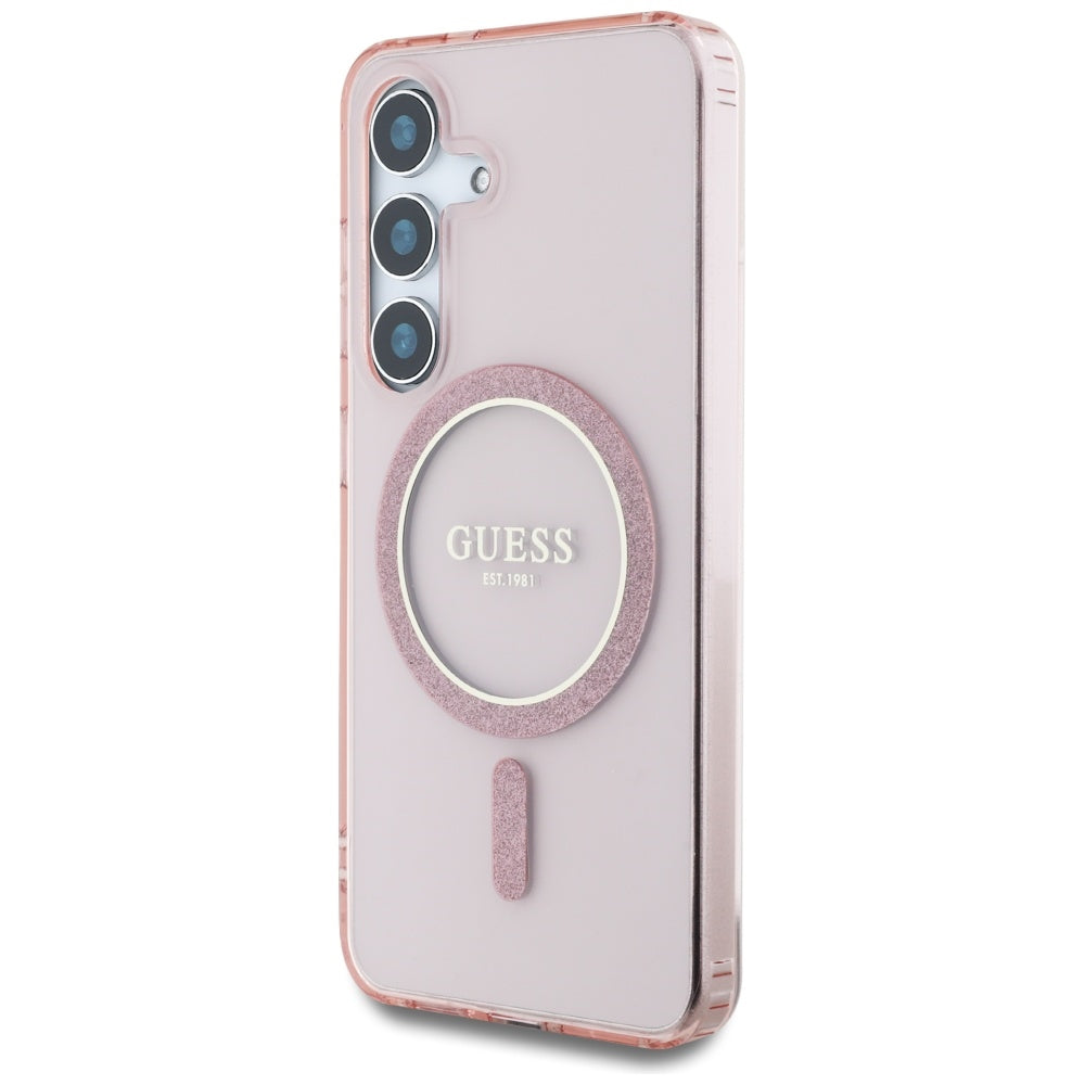 Etui MagSafe dla Samsung Galaxy S25 S931, Guess, IML Glitter Circle, Różowy