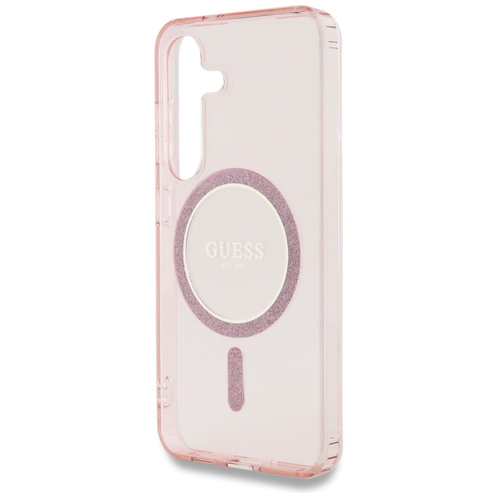 Etui MagSafe dla Samsung Galaxy S25 S931, Guess, IML Glitter Circle, Różowy