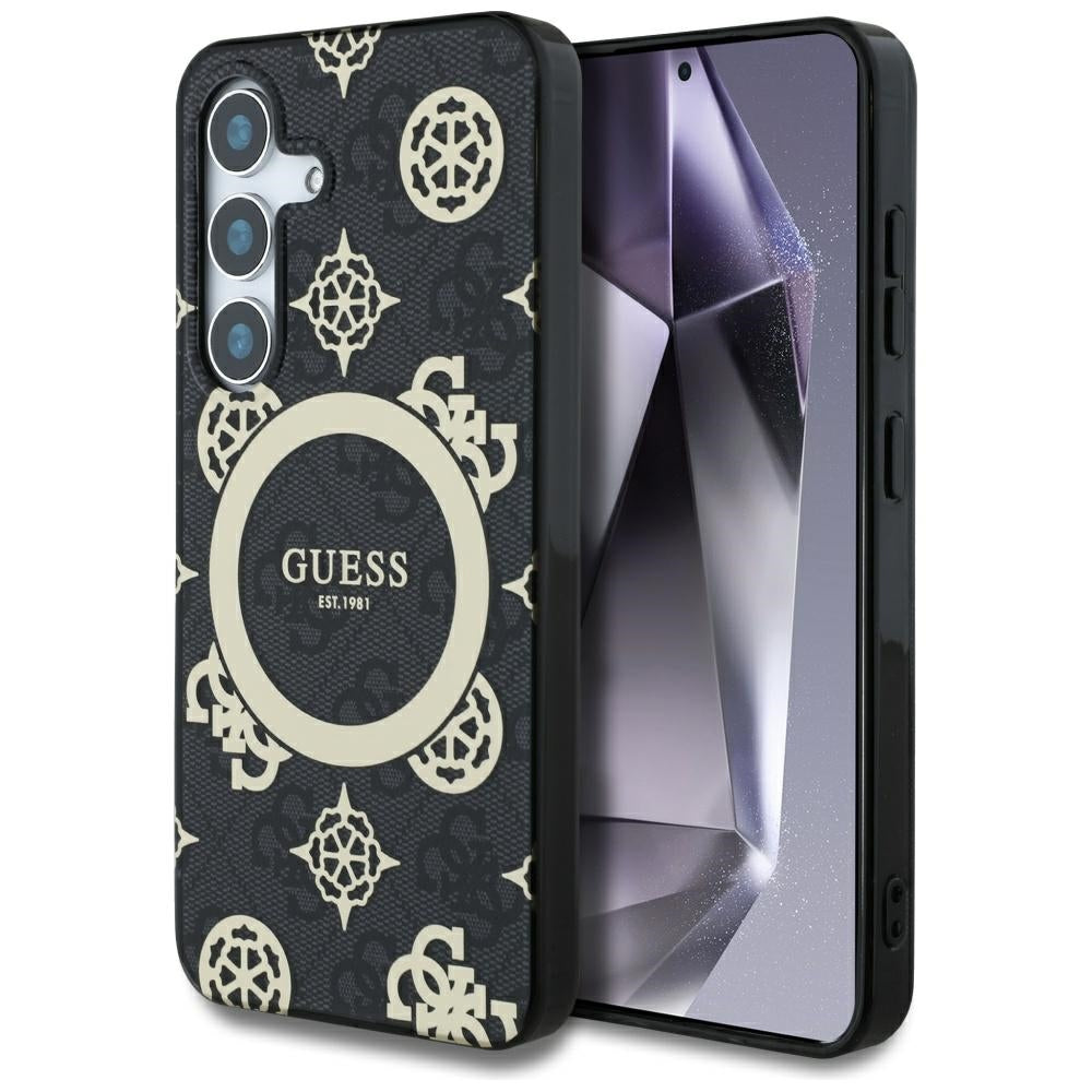 Etui MagSafe dla Samsung Galaxy S25 S931, Guess, IML Peony On 4G Background, Czarne