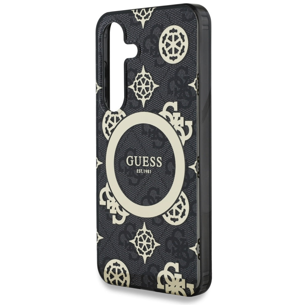 Etui MagSafe dla Samsung Galaxy S25 S931, Guess, IML Peony On 4G Background, Czarne