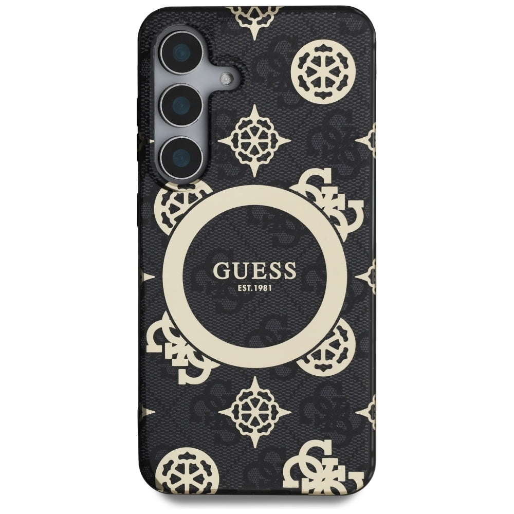 Etui MagSafe dla Samsung Galaxy S25 S931, Guess, IML Peony On 4G Background, Czarne