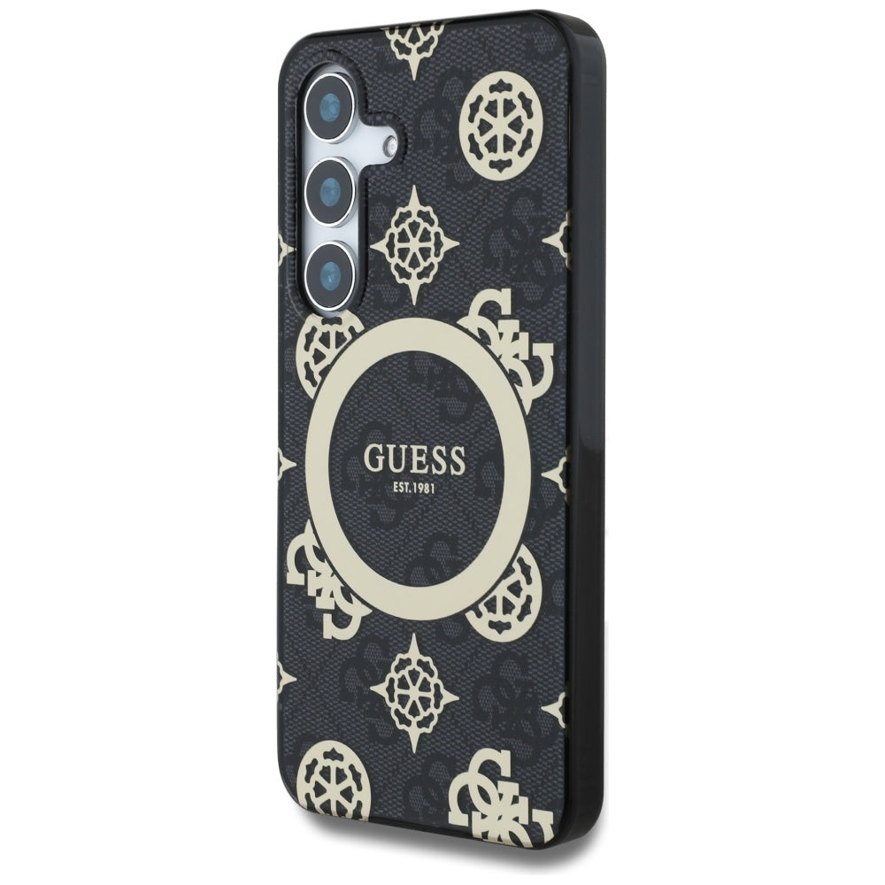 Etui MagSafe dla Samsung Galaxy S25 S931, Guess, IML Peony On 4G Background, Czarne