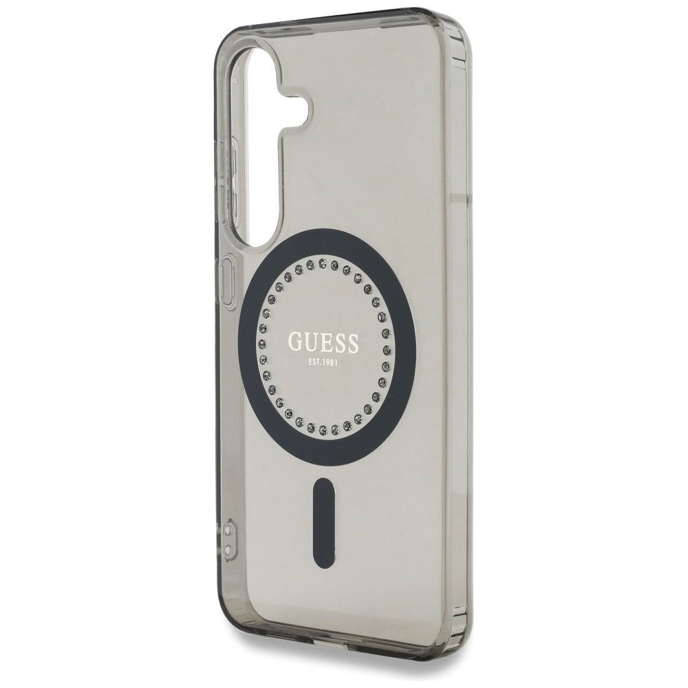 Etui MagSafe dla Samsung Galaxy S25 S931, Guess, IML Rhinestone, Czarne