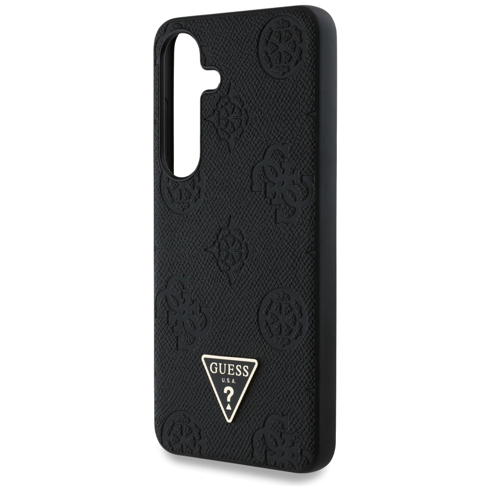 Etui MagSafe dla Samsung Galaxy S25 S931, Guess, Peony Grained Hot Stamp Triangle, Czarne