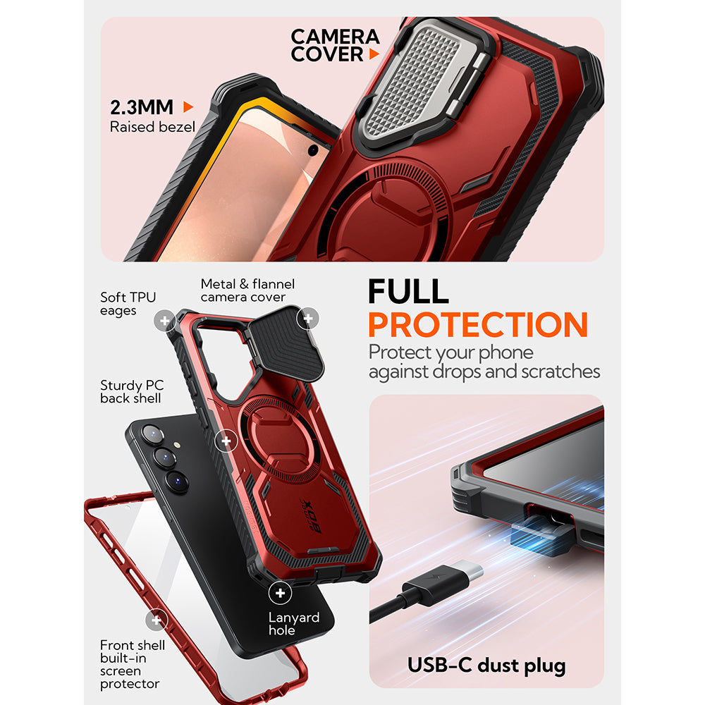 Etui MagSafe dla Samsung Galaxy S25 S931, i-Blason, ArmorBox, Czerwone