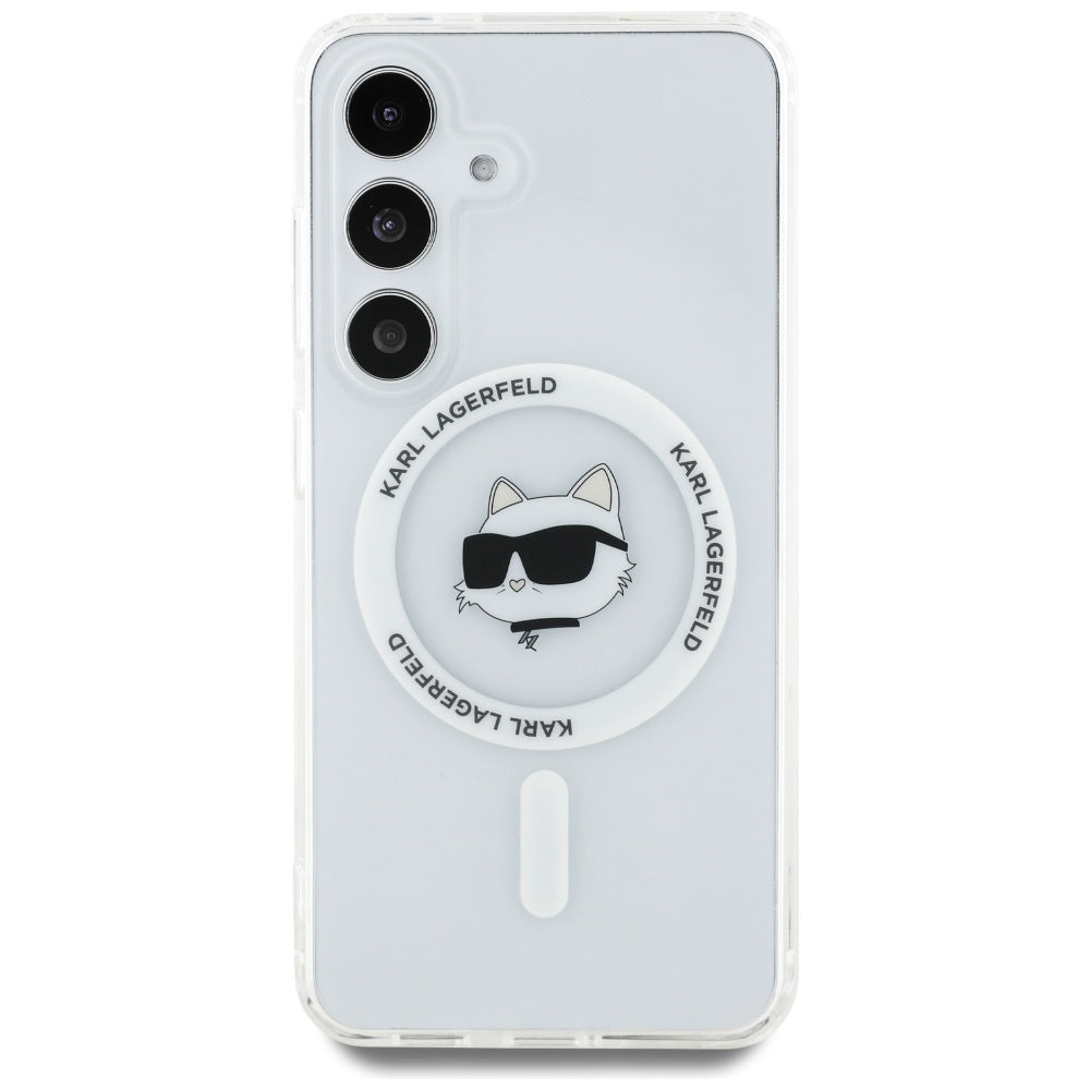 Etui MagSafe dla Samsung Galaxy S25 S931, Karl Lagerfeld, IML Choupette's Head, Białe