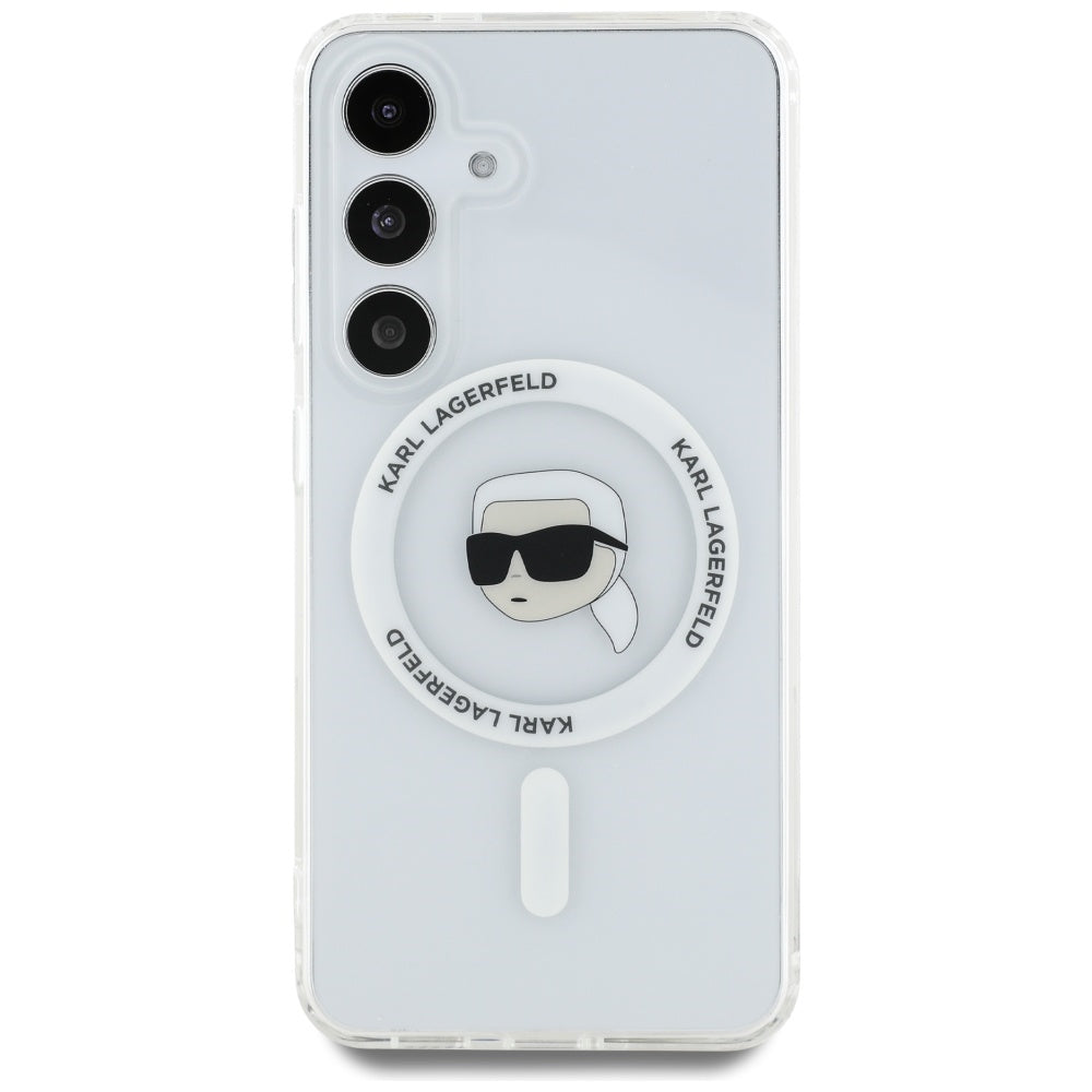 Etui MagSafe dla Samsung Galaxy S25 S931, Karl Lagerfeld, IML Karl's Head, Białe