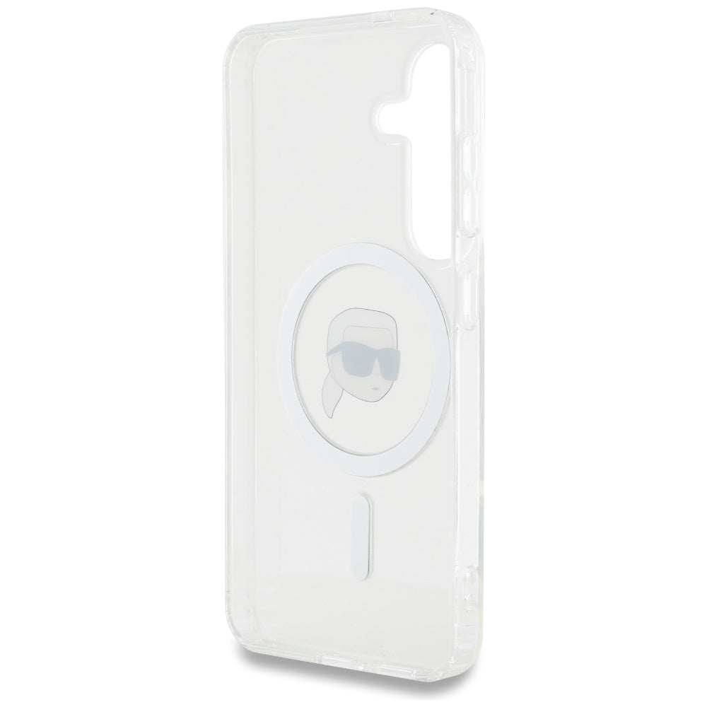 Etui MagSafe dla Samsung Galaxy S25 S931, Karl Lagerfeld, IML Karl's Head, Białe