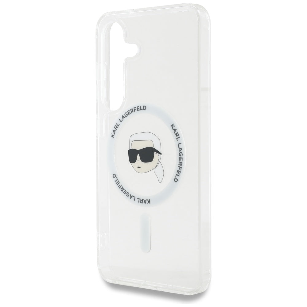 Etui MagSafe dla Samsung Galaxy S25 S931, Karl Lagerfeld, IML Karl's Head, Białe