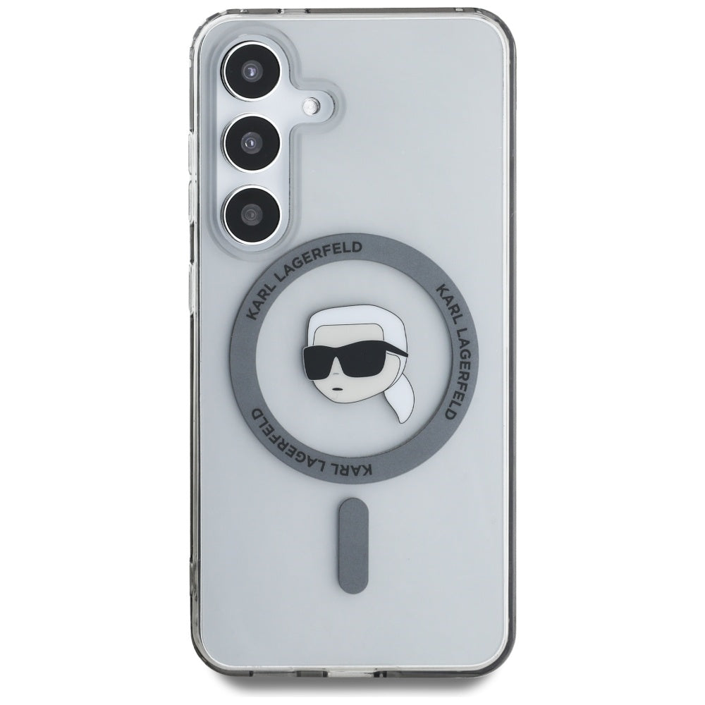 Etui MagSafe dla Samsung Galaxy S25 S931, Karl Lagerfeld, IML Karl's Head, Czarne