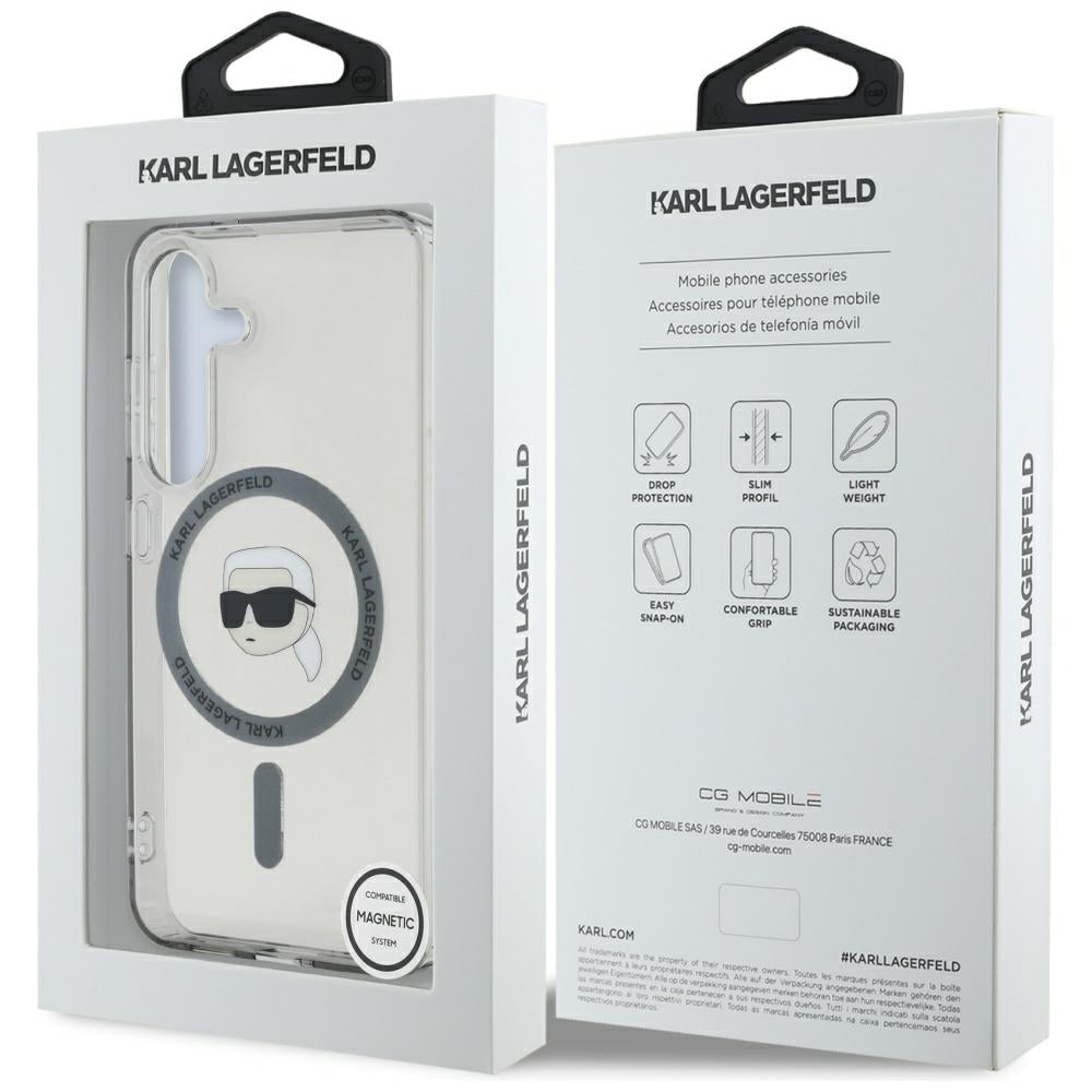 Etui MagSafe dla Samsung Galaxy S25 S931, Karl Lagerfeld, IML Karl's Head, Czarne