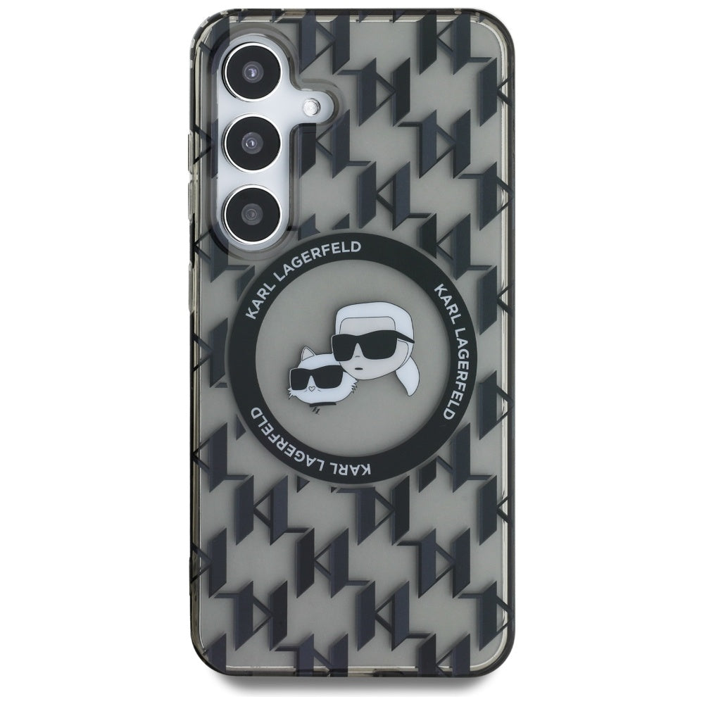 Etui MagSafe dla Samsung Galaxy S25 S931, Karl Lagerfeld, IML Monogram Karl & Choupette's Heads, Czarne