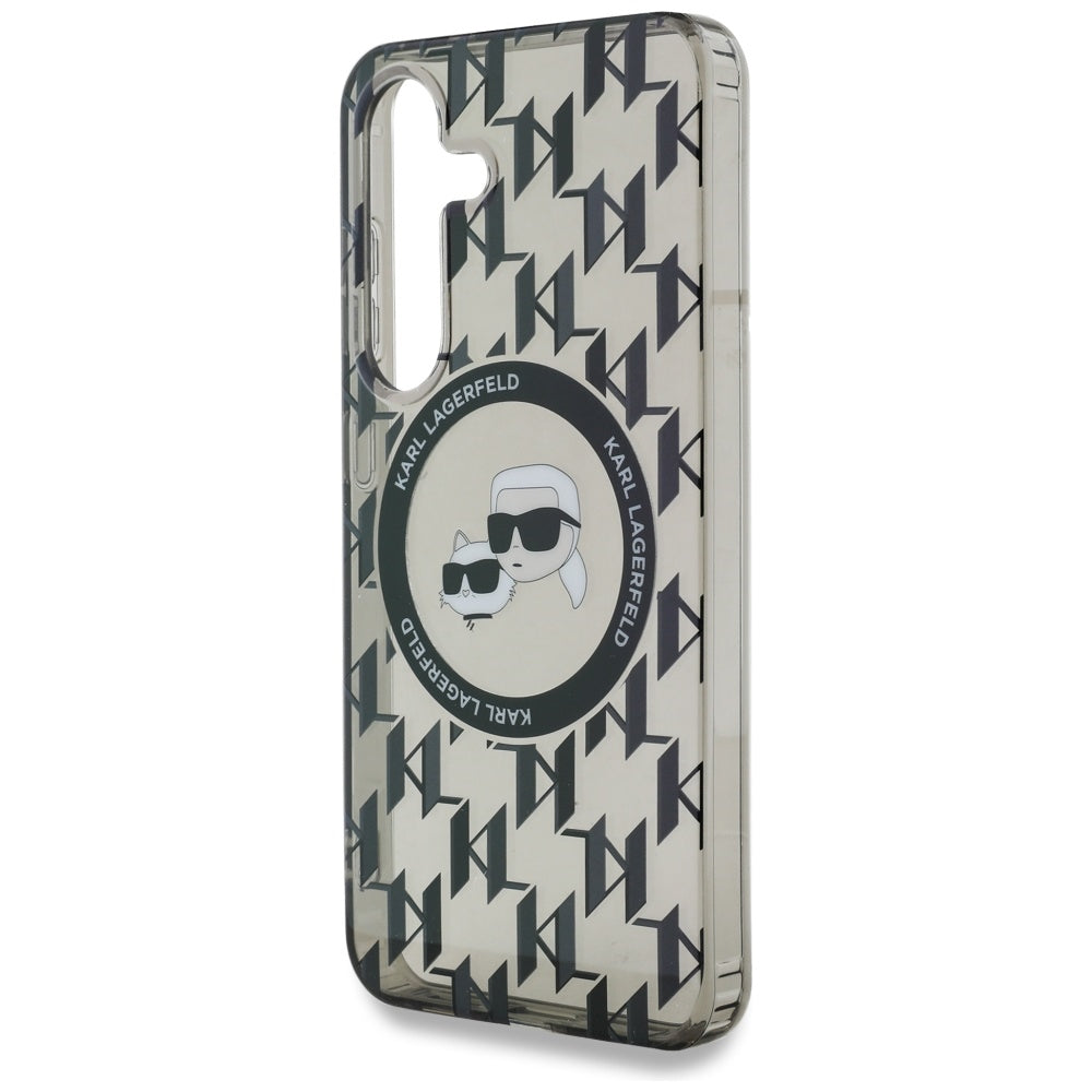 Etui MagSafe dla Samsung Galaxy S25 S931, Karl Lagerfeld, IML Monogram Karl & Choupette's Heads, Czarne