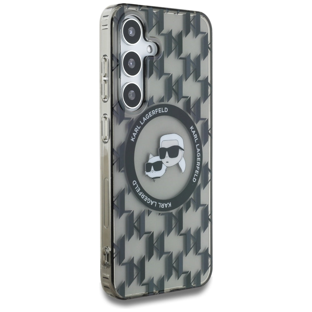 Etui MagSafe dla Samsung Galaxy S25 S931, Karl Lagerfeld, IML Monogram Karl & Choupette's Heads, Czarne