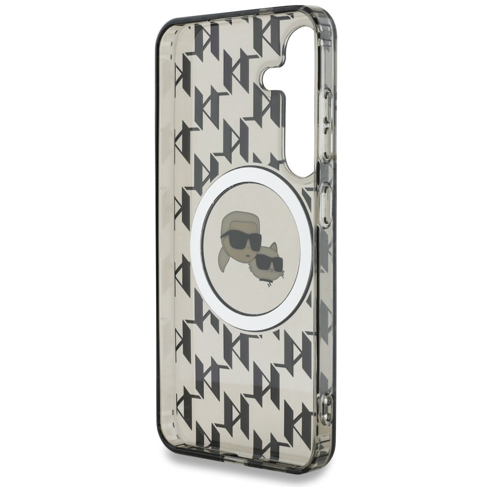 Etui MagSafe dla Samsung Galaxy S25 S931, Karl Lagerfeld, IML Monogram Karl & Choupette's Heads, Czarne