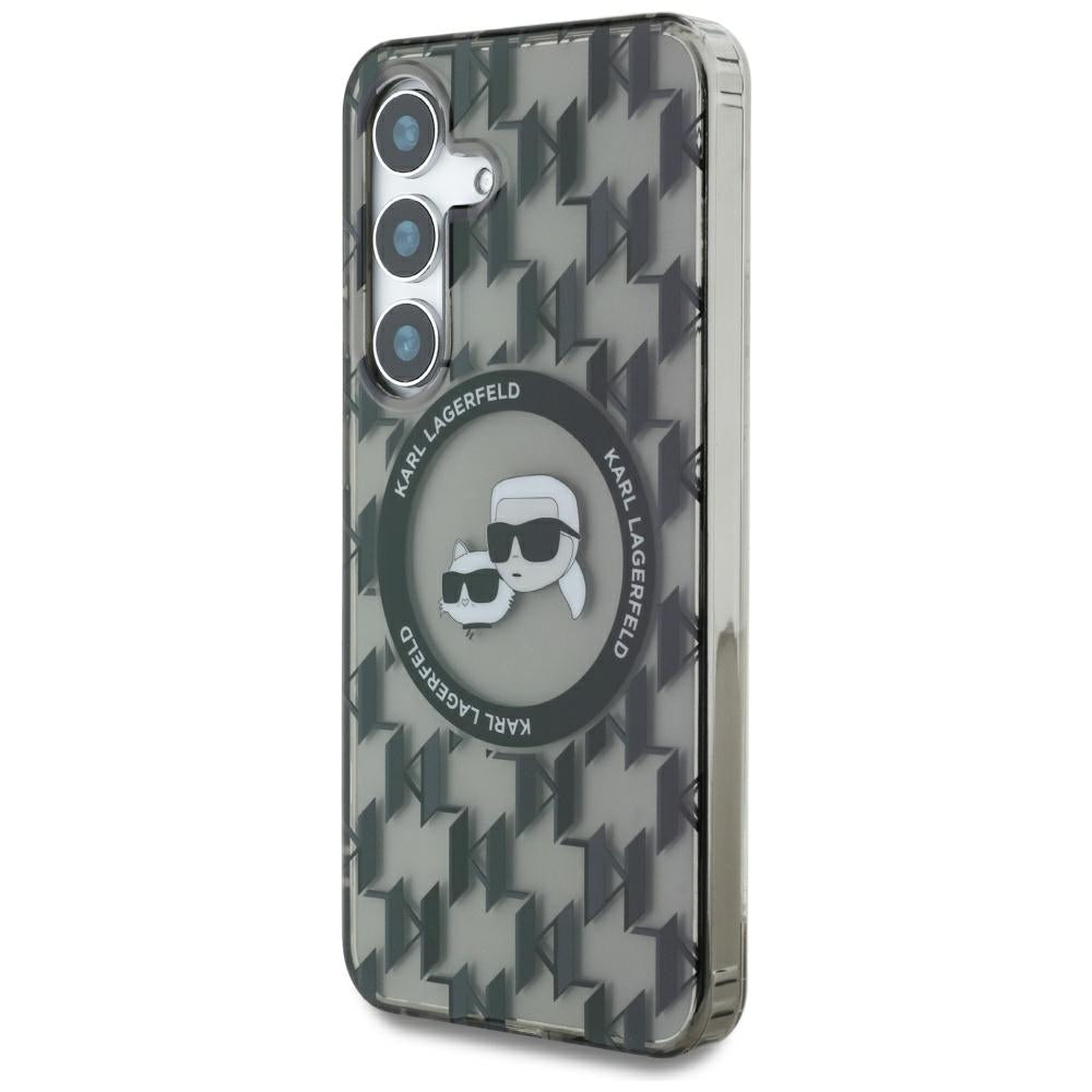 Etui MagSafe dla Samsung Galaxy S25 S931, Karl Lagerfeld, IML Monogram Karl & Choupette's Heads, Czarne