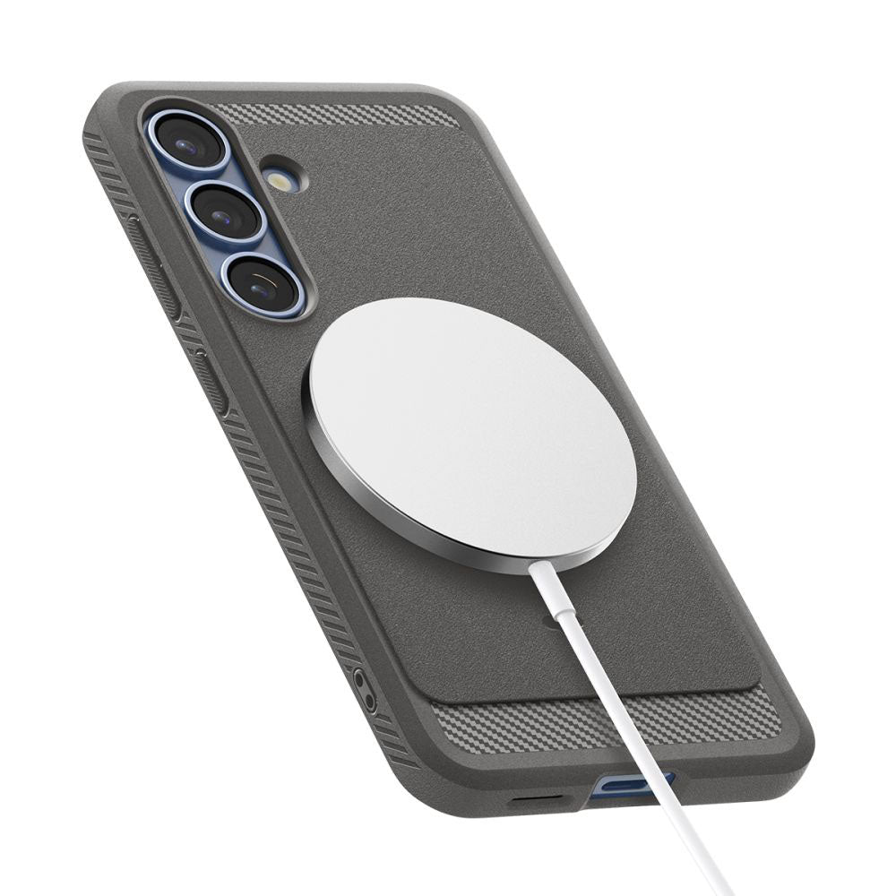 Etui MagSafe dla Samsung Galaxy S25 S931, Spigen, Rugged Armor, Szare ACS08999