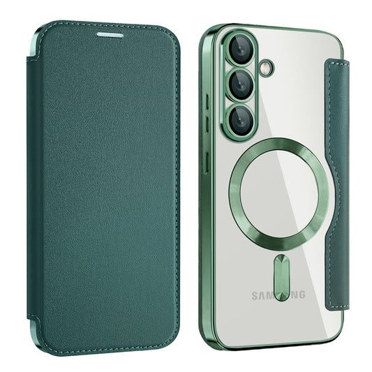 Etui MagSafe do Samsung Galaxy S25 S931, Techsuit, SmartMag Book, Zielony