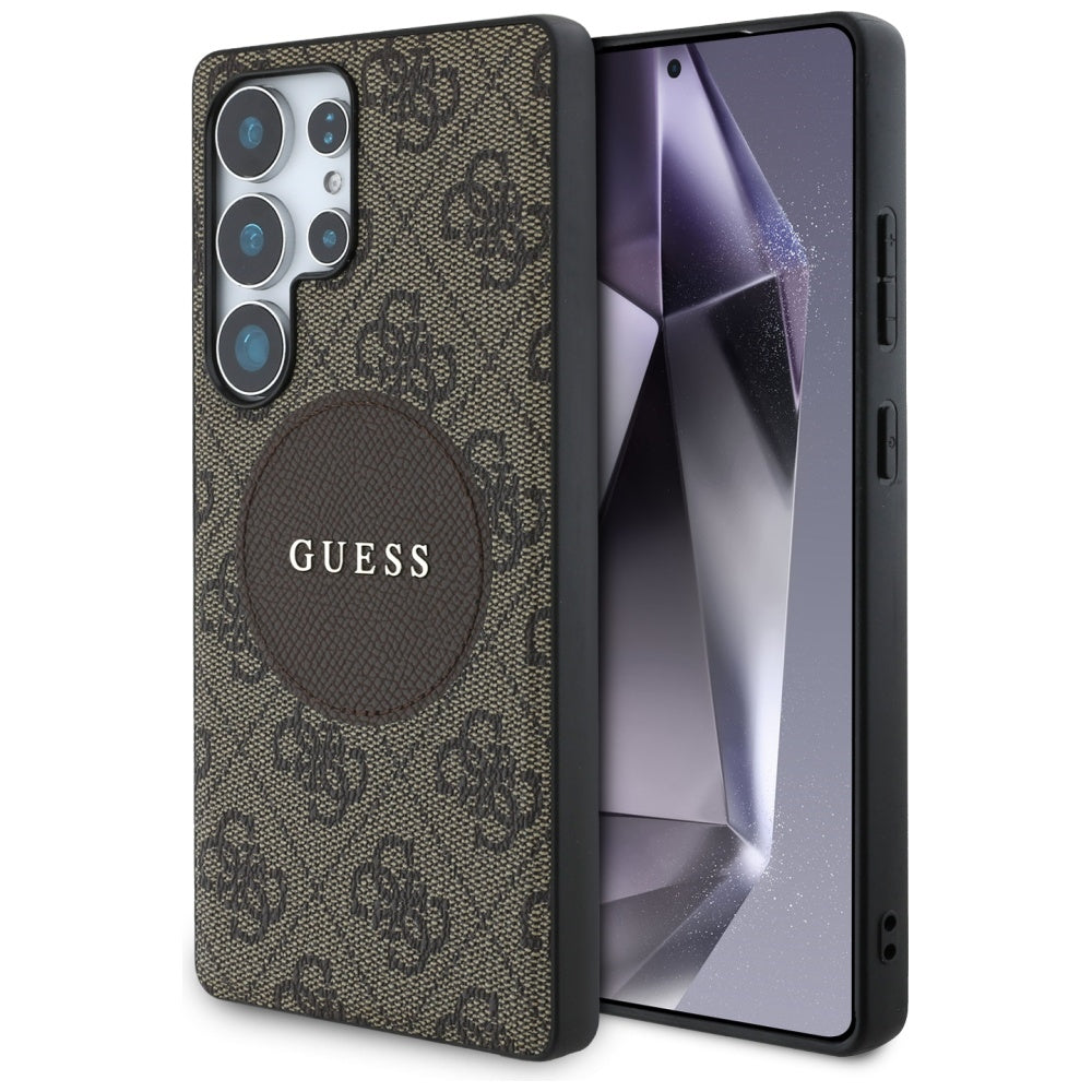 Etui MagSafe dla Samsung Galaxy S25 Ultra S938, Guess, 4G Circle Classic Logo, Brązowy