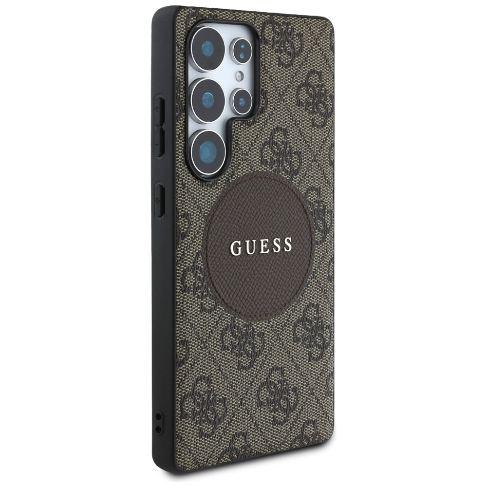 Etui MagSafe dla Samsung Galaxy S25 Ultra S938, Guess, 4G Circle Classic Logo, Brązowy