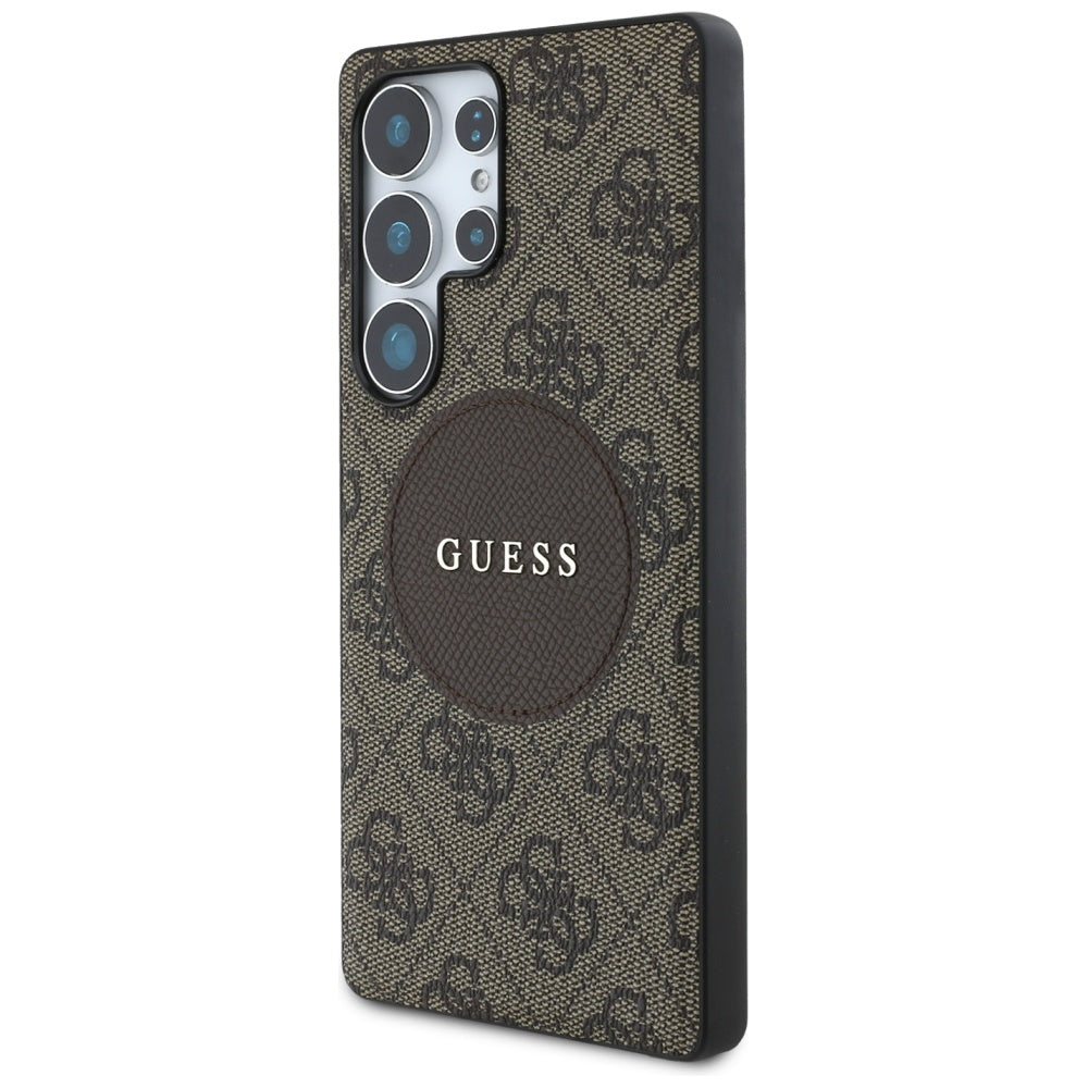 Etui MagSafe dla Samsung Galaxy S25 Ultra S938, Guess, 4G Circle Classic Logo, Brązowy