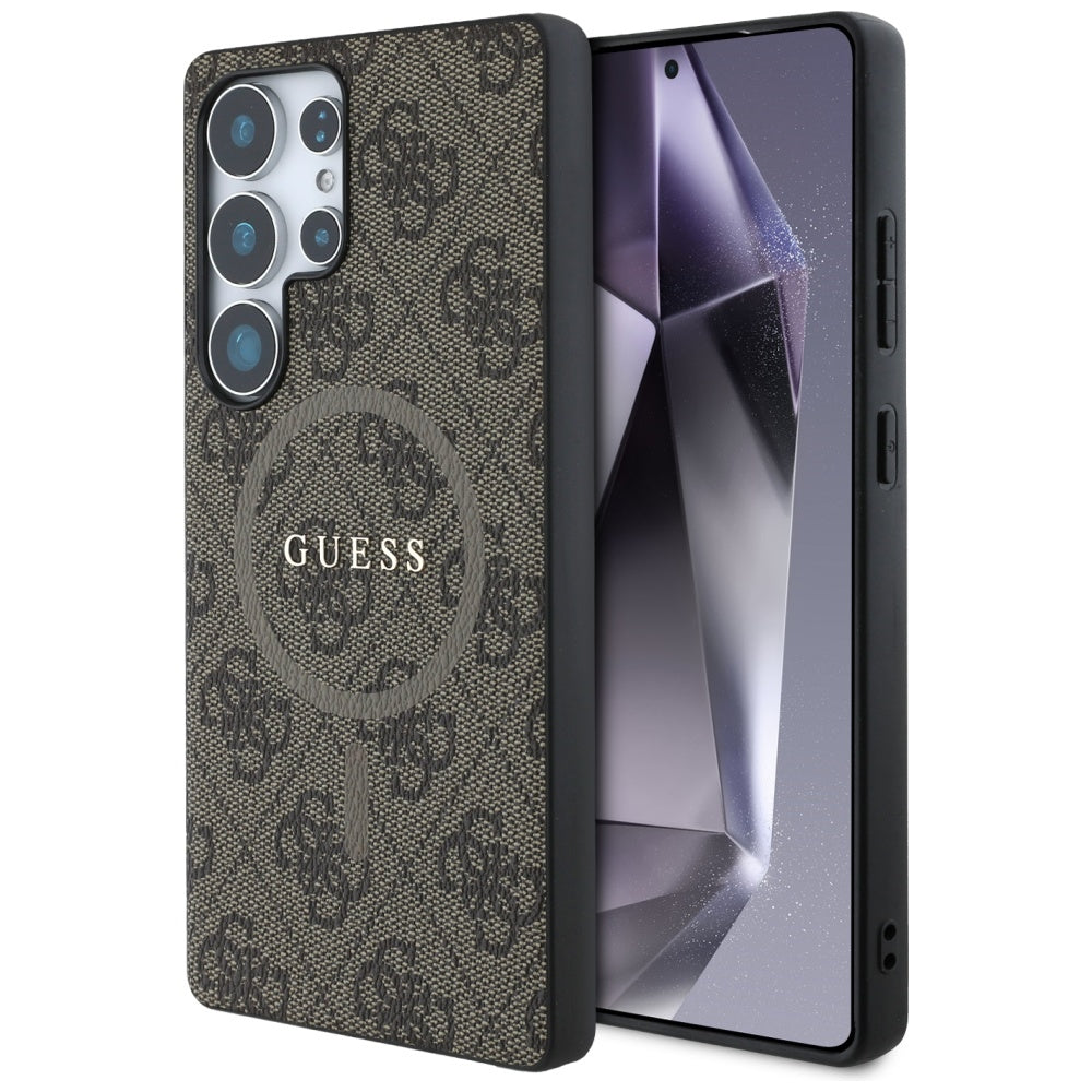 Etui MagSafe dla Samsung Galaxy S25 Ultra S938, Guess, 4G Ring Classic Logo, Brązowy