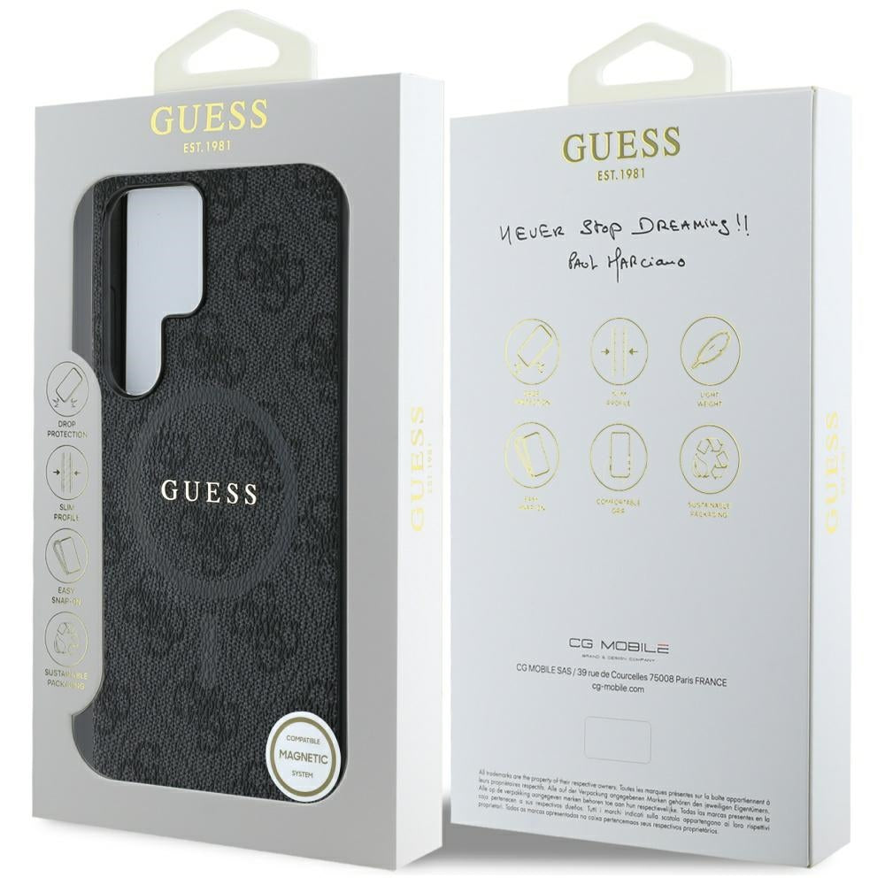 Etui MagSafe dla Samsung Galaxy S25 Ultra S938, Guess, 4G Ring Classic Logo, Czarne