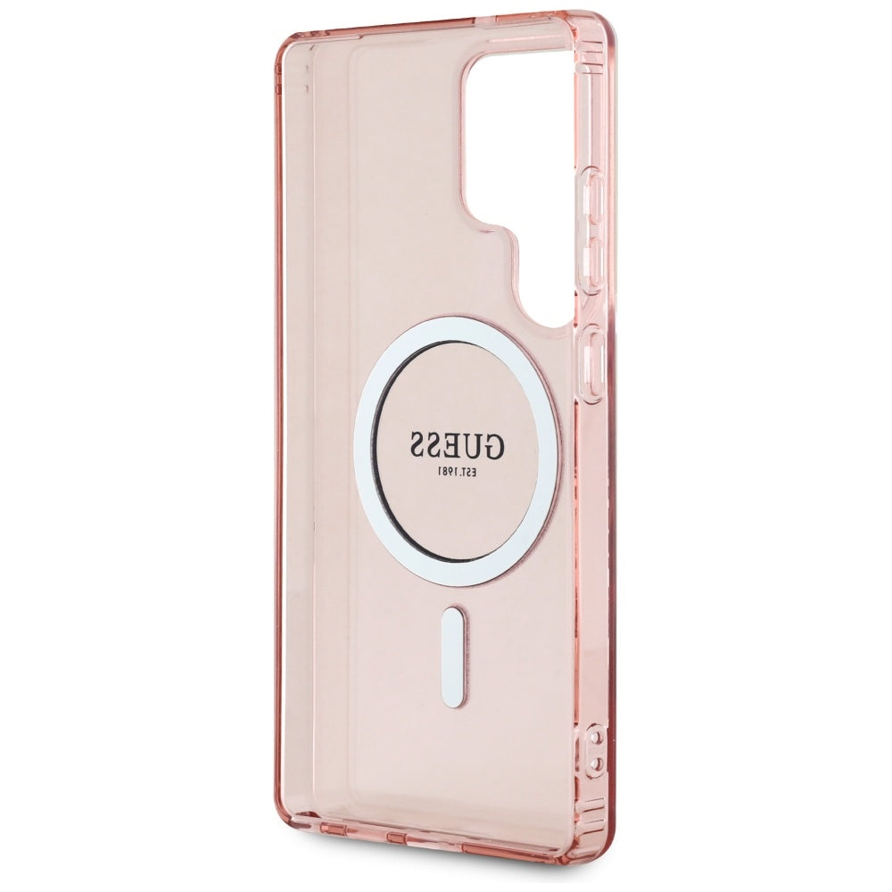 MagSafe Case for Samsung Galaxy S25 Ultra S938, Guess, IML Glitter Circle, Pink