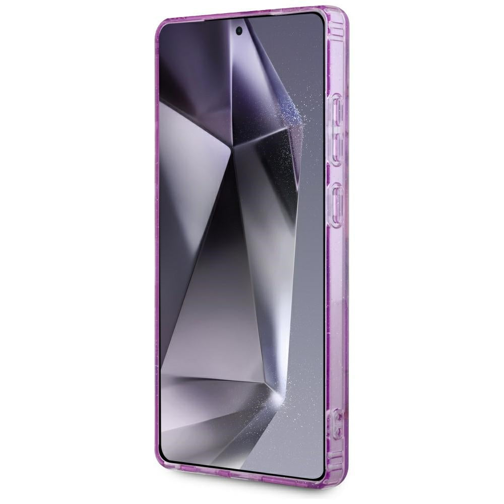 Etui MagSafe dla Samsung Galaxy S25 Ultra S938, Guess, IML Metal Glitter Flowers Triangle, Fioletowy