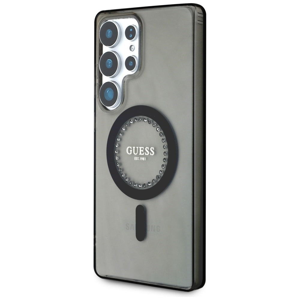 Etui MagSafe dla Samsung Galaxy S25 Ultra S938, Guess, IML Rhinestone, Czarne