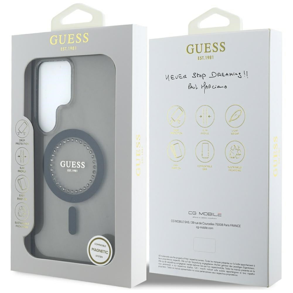 Etui MagSafe dla Samsung Galaxy S25 Ultra S938, Guess, IML Rhinestone, Czarne