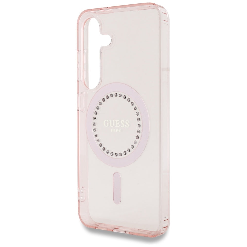 Etui MagSafe dla Samsung Galaxy S25 S931, Guess, IML Rhinestone, Różowy
