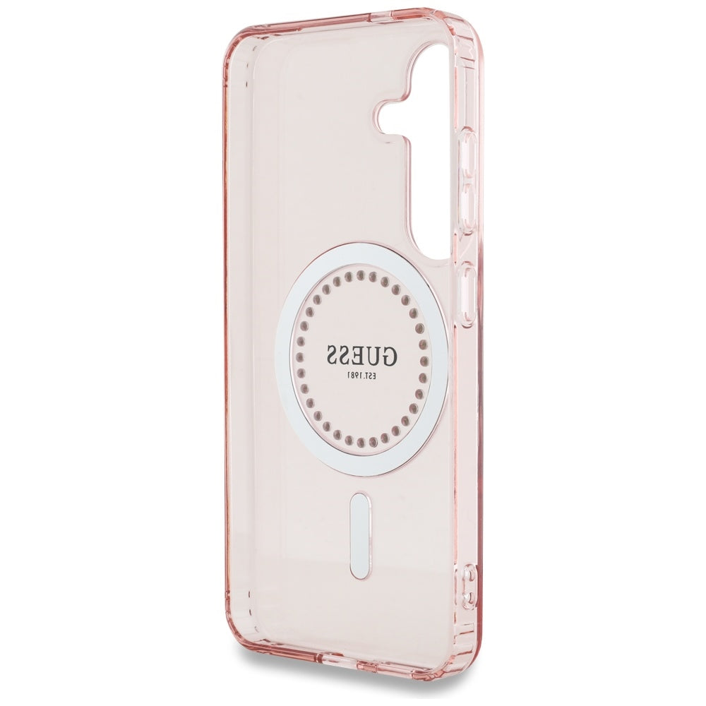 Etui MagSafe dla Samsung Galaxy S25 S931, Guess, IML Rhinestone, Różowy