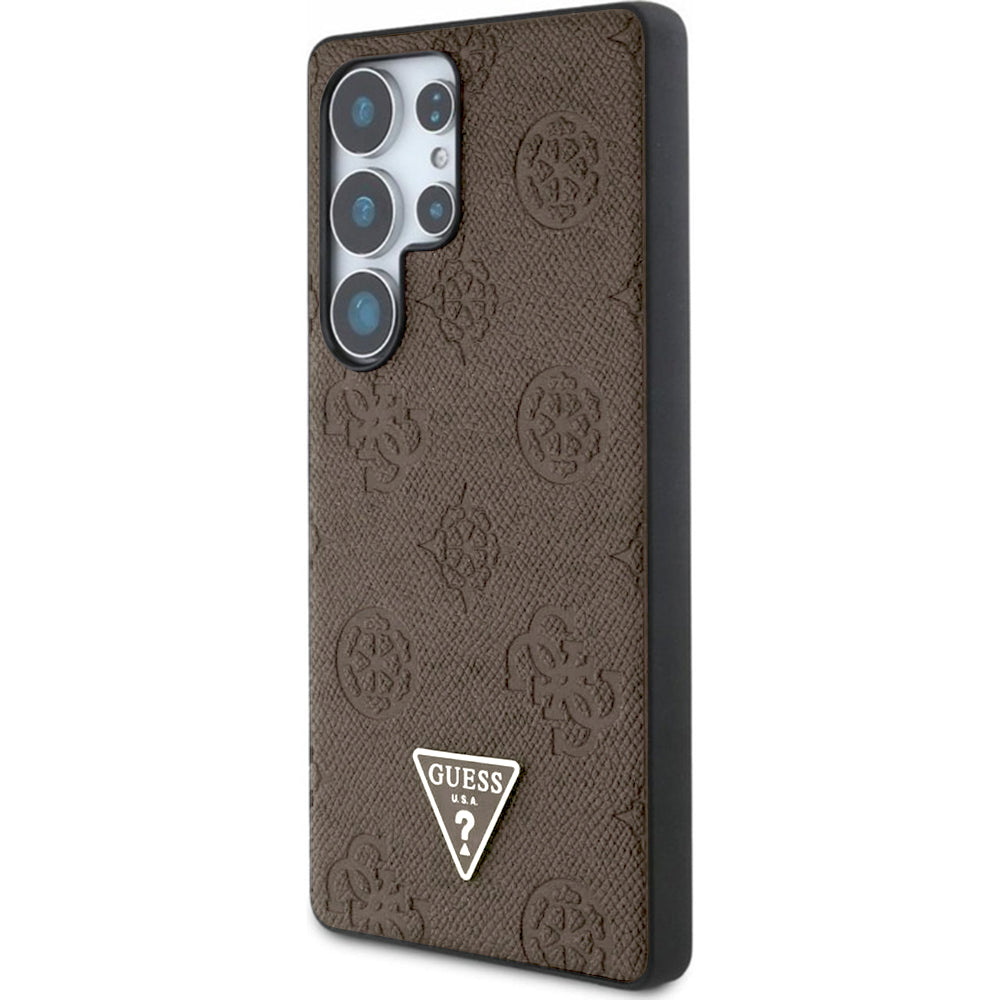 Etui MagSafe dla Samsung Galaxy S25 Ultra S938, Guess, Peony Grained Hot Stamp Triangle, Brązowy