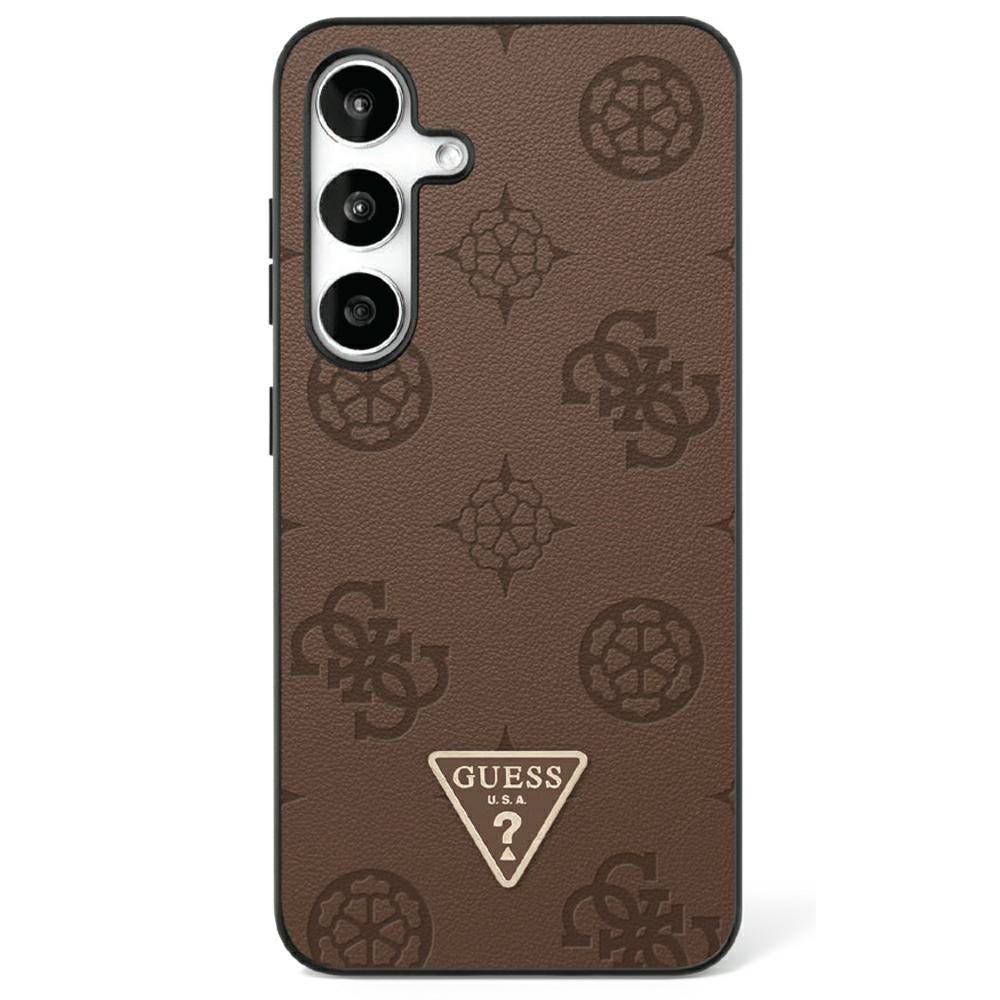 Etui MagSafe dla Samsung Galaxy S25 Ultra S938, Guess, Peony Grained Hot Stamp Triangle, Brązowy