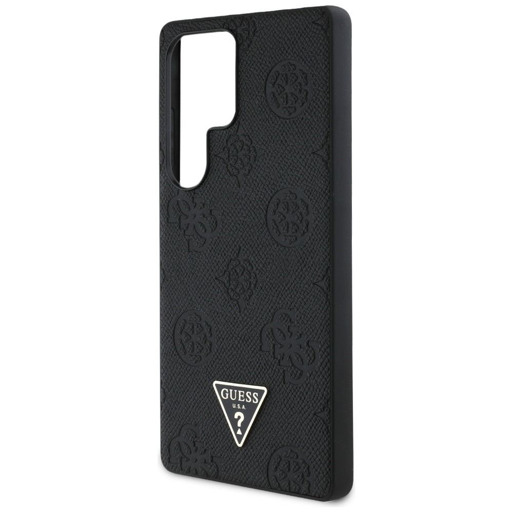 Etui MagSafe dla Samsung Galaxy S25 Ultra S938, Guess, Peony Grained Hot Stamp Triangle, Czarne