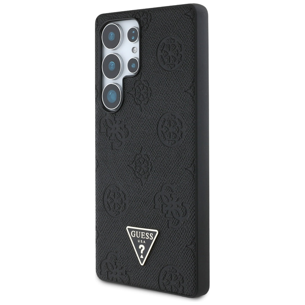 Etui MagSafe dla Samsung Galaxy S25 Ultra S938, Guess, Peony Grained Hot Stamp Triangle, Czarne