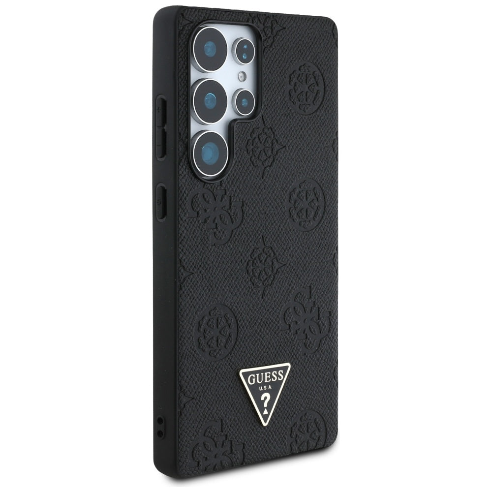Etui MagSafe dla Samsung Galaxy S25 Ultra S938, Guess, Peony Grained Hot Stamp Triangle, Czarne