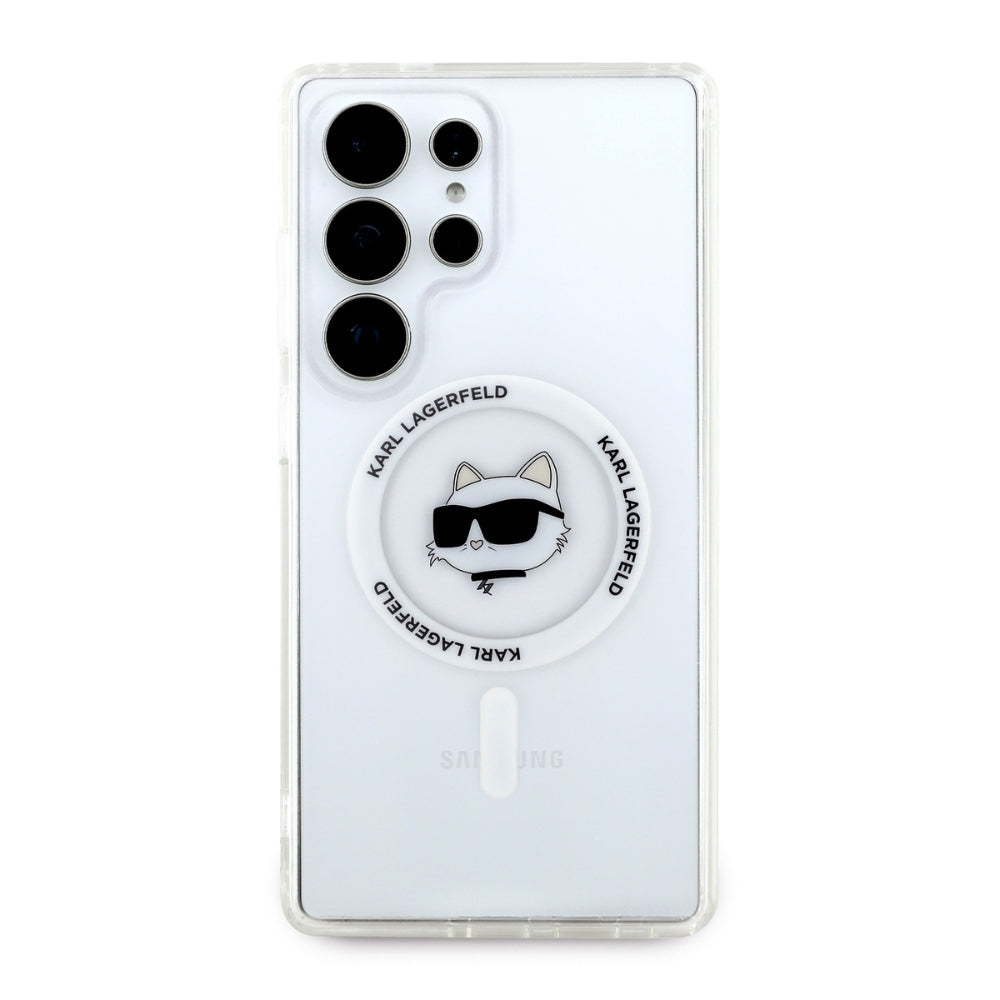 Etui MagSafe dla Samsung Galaxy S25 Ultra S938, Karl Lagerfeld, IML Choupette's Head, Białe.
