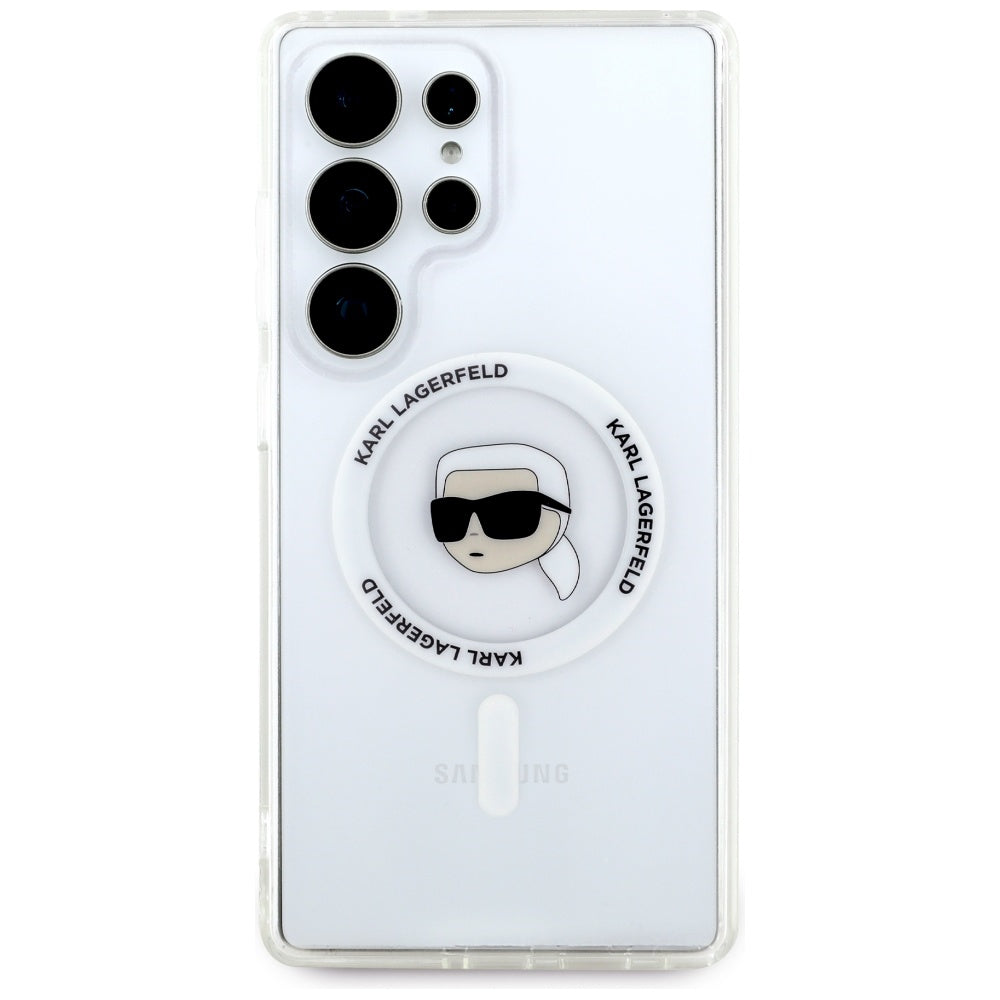 Etui MagSafe dla Samsung Galaxy S25 Ultra S938, Karl Lagerfeld, IML Karl's Head, Białe