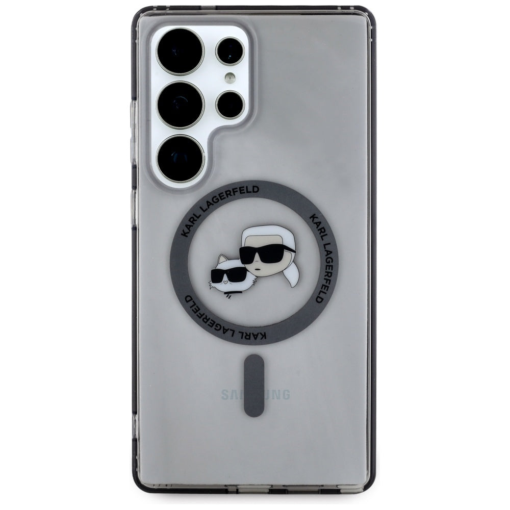 Etui MagSafe dla Samsung Galaxy S25 Ultra S938, Karl Lagerfeld, IML Metal Karl & Choupette's Heads, Czarne