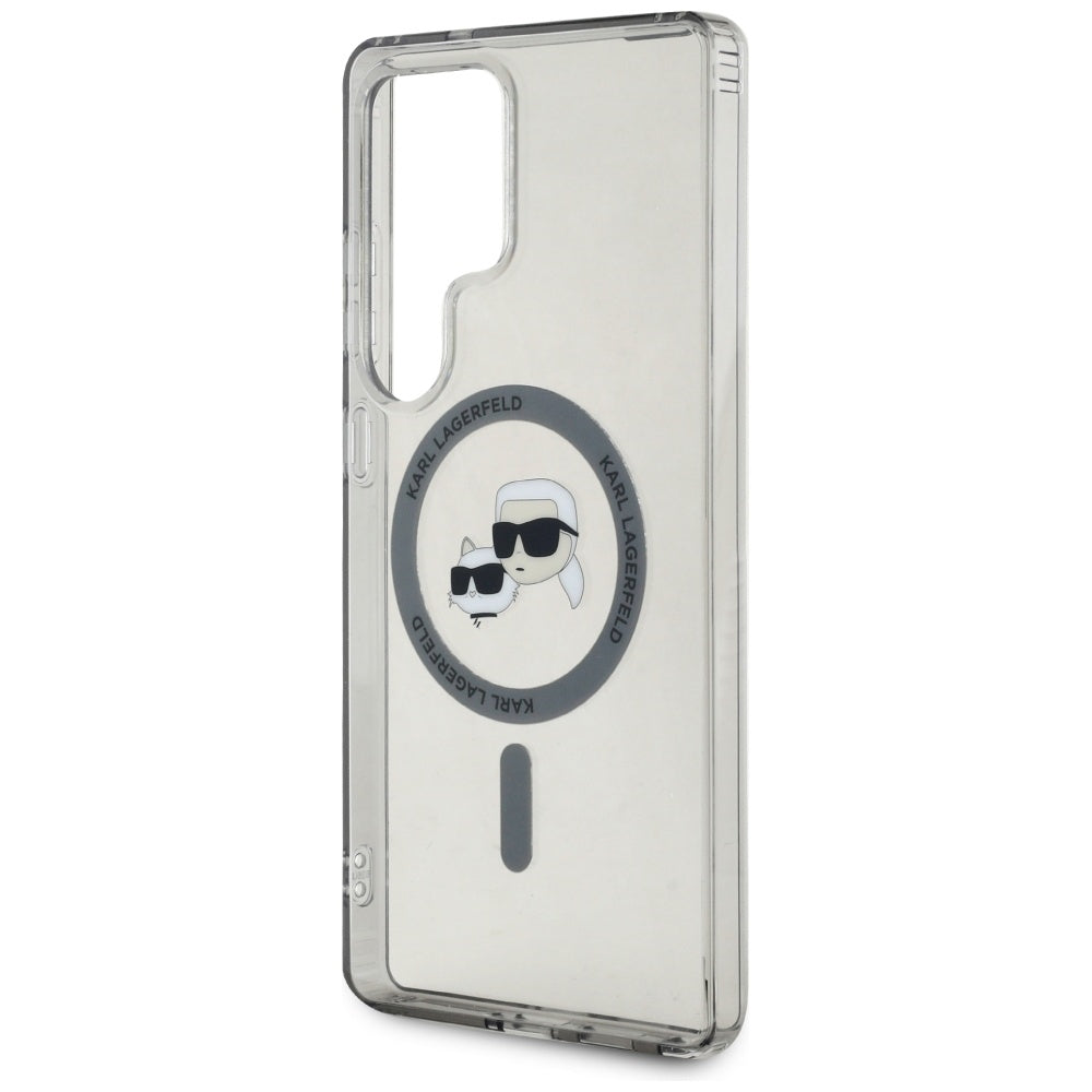 Etui MagSafe dla Samsung Galaxy S25 Ultra S938, Karl Lagerfeld, IML Metal Karl & Choupette's Heads, Czarne