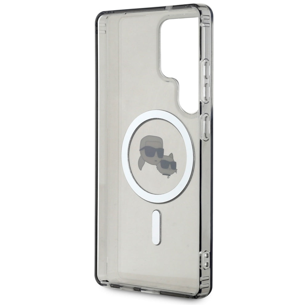 Etui MagSafe dla Samsung Galaxy S25 Ultra S938, Karl Lagerfeld, IML Metal Karl & Choupette's Heads, Czarne